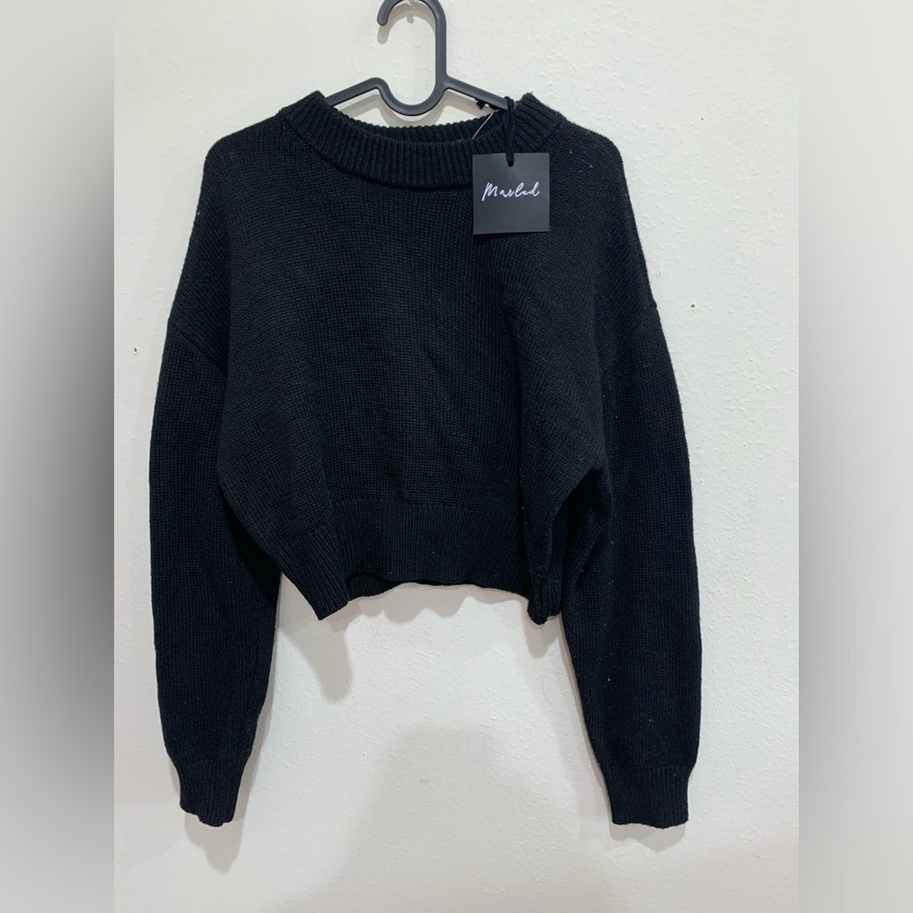 NWT Marled black Knit cropped sweater size small for womens